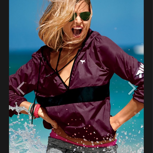 Victoria Secret Pink Maroon & Black Windbreaker( New With Tags ) - Picture 2 of 8